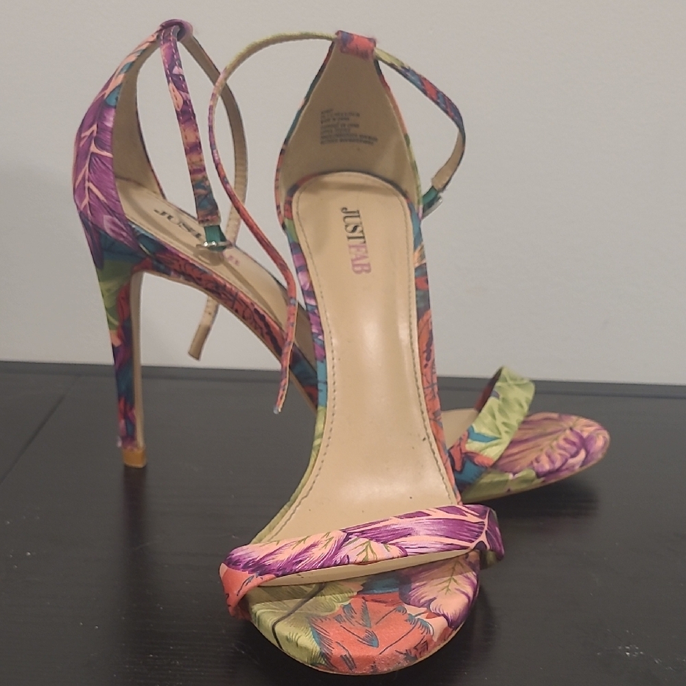 Women's Floral High Heel Sandals - Multicolor